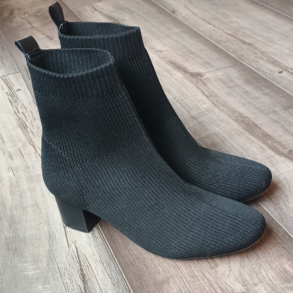 Joie Black Knit Heeled Boots
